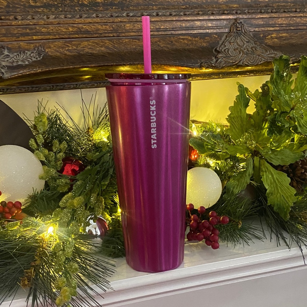 Starbucks Metallic Pink Tumbler with Straw